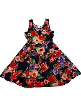 Every 1  2/$10 Floral Navy Fit-and-Flare Women's Mini Dress